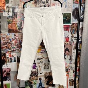 Old Navy The Rock Star White Frayed Bottom Jeans